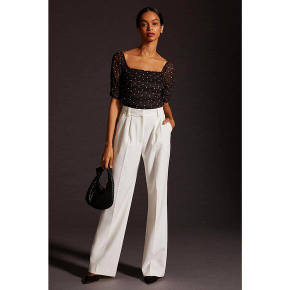 Anthropologie Shirred Mesh Polka Dot Top - New - Size XL - Picture 2 of 6